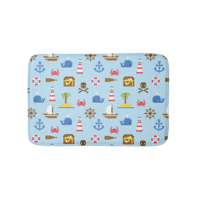 Pixel Sea Art Pattern Bath Mat (Front)