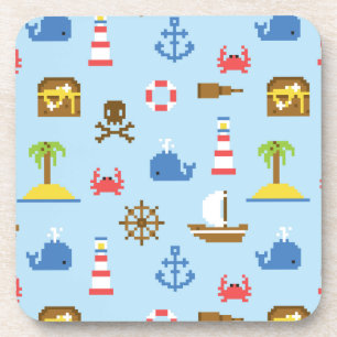 Pixel Sea Art Pattern Coaster