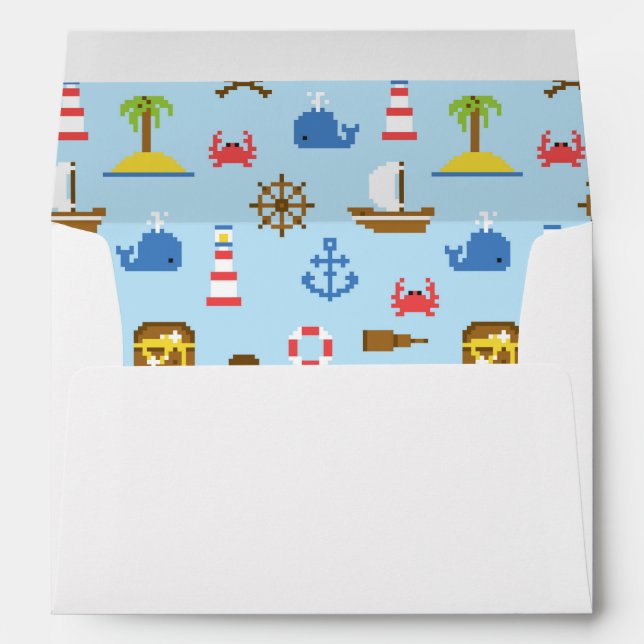 Pixel Sea Art Pattern Envelope (Back (Bottom))