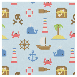 Pixel Sea Art Pattern Fabric