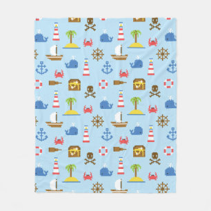 Pixel Sea Art Pattern Fleece Blanket