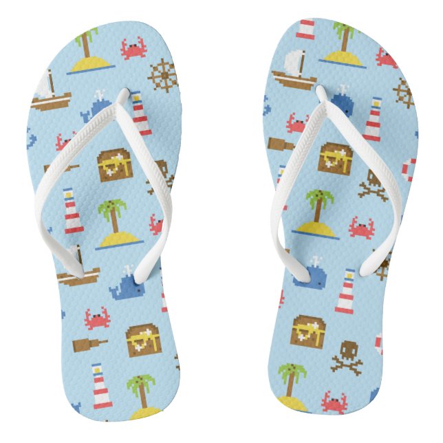 Pixel Sea Art Pattern Flip Flops (Footbed)