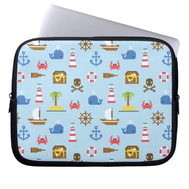 Pixel Sea Art Pattern Laptop Sleeve (Front)