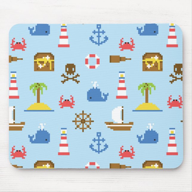 Pixel Sea Art Pattern Mouse Mat (Front)