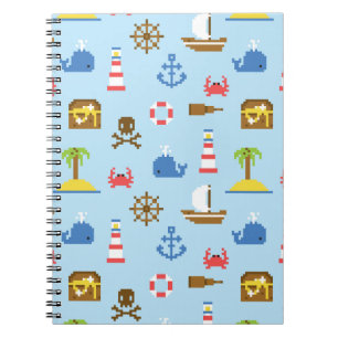 Pixel Sea Art Pattern Notebook