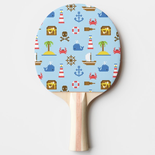 Pixel Sea Art Pattern Ping Pong Paddle (Front)