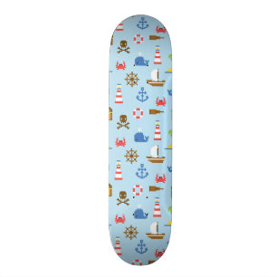 Pixel Sea Art Pattern Skateboard