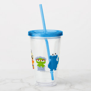 Pixel Sesame Street Characters Acrylic Tumbler