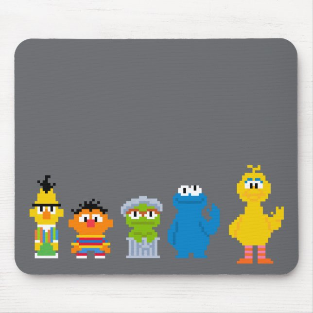 Pixel Sesame Street Characters Mouse Mat (Front)