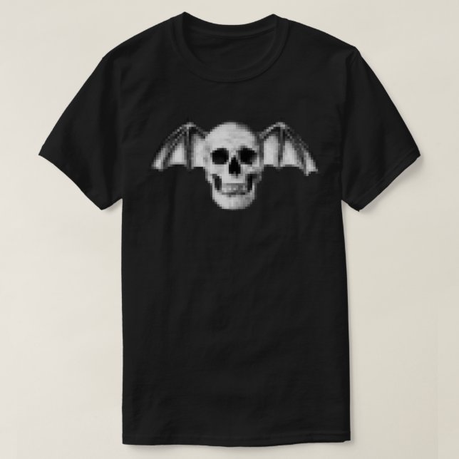Pixel Skull with Bat Wings T-Shirt (Design Front)
