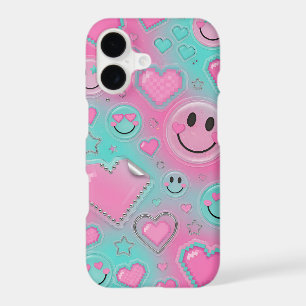 Pixel Smiley Chrome Hearts Phone Case   Y2K