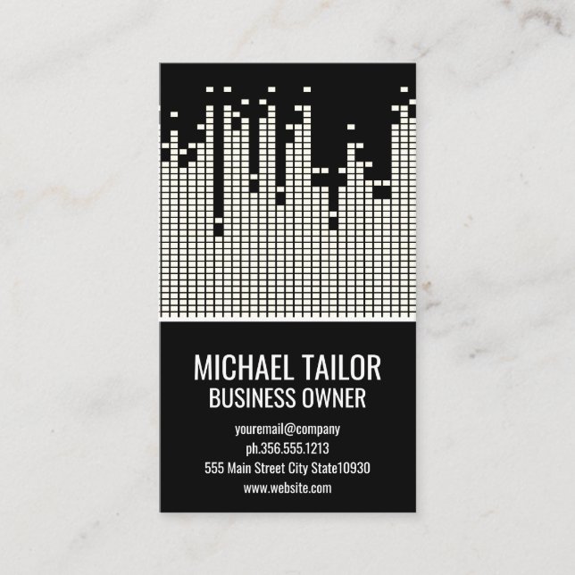 Pixel Sound Bar Background Business Card (Front)