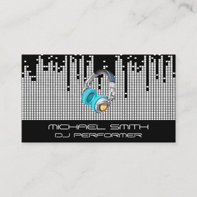 Pixel Sound Bar Background Business Card (Front)