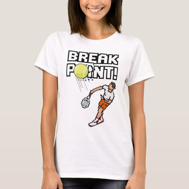 Pixel Sport Retro Tennis "Break Point!" T-Shirt (Front)