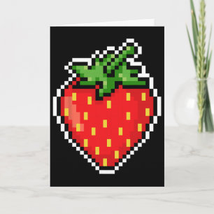 Pixel Strawberry 80s Video Game Halloween  Card