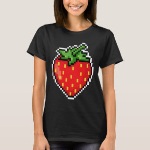 Pixel Strawberry 80s Video Game Halloween  T-Shirt