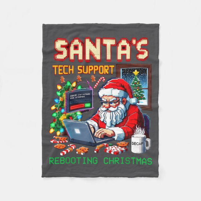 Pixel Support Rebooting Santa's Tech Fleece Blanket (Front)