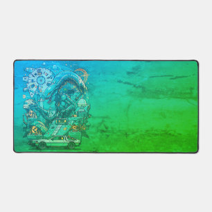 Pixel Time Terror: Xenomorph Meets DeLorean Desk Mat