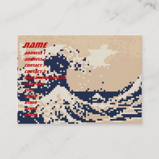 Pixel Tsunami 8 Bit Pixel Art Business Card (Front)