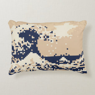 Pixel Tsunami 8 Bit Pixel Art Decorative Cushion