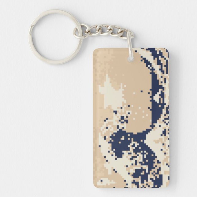 Pixel Tsunami 8 Bit Pixel Art Key Ring (Front)