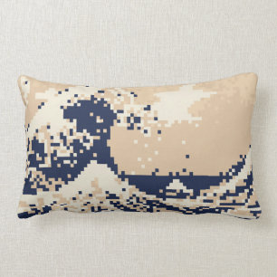 Pixel Tsunami 8 Bit Pixel Art Lumbar Cushion