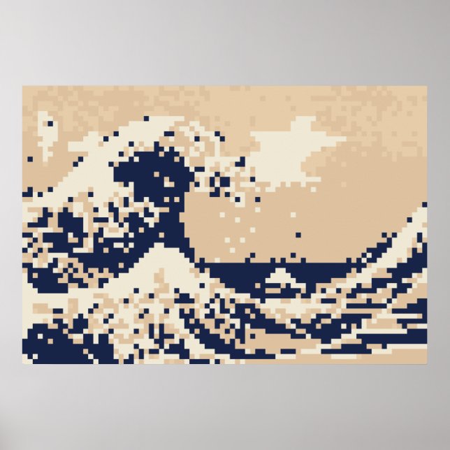 Pixel Tsunami 8 Bit Pixel Art Poster (Front)