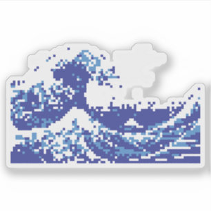 Pixel Tsunami Blue 8 Bit Pixel Art