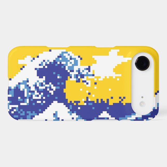 Pixel Tsunami Blue 8 Bit Pixel Art (Back (Horizontal))