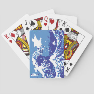 Pixel Tsunami Blue 8 Bit Pixel Art Playing Cards