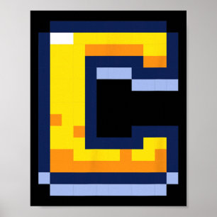 Pixel Video Game Letter C Name Initial Monogram Re Poster