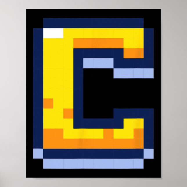 Pixel Video Game Letter C Name Initial Monogram Re Poster (Front)