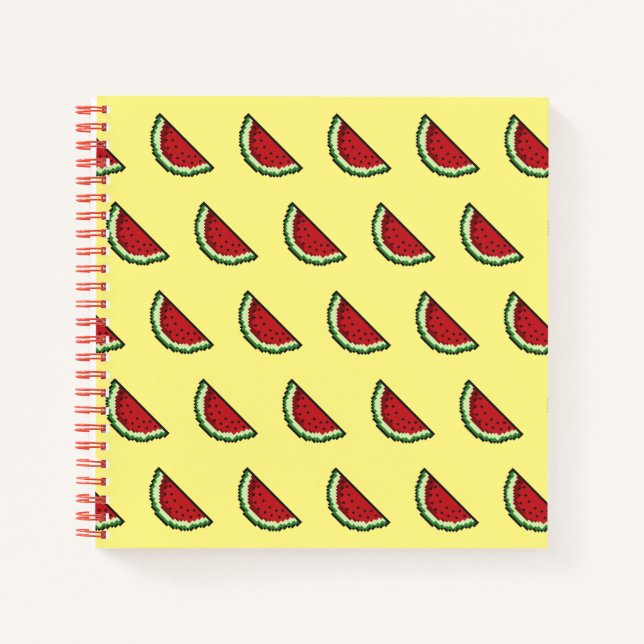 Pixel Watermelon Pattern Notebook (Front)