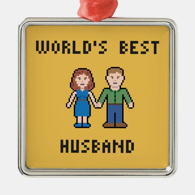 Pixel World's Best Husband Ornament (Front)