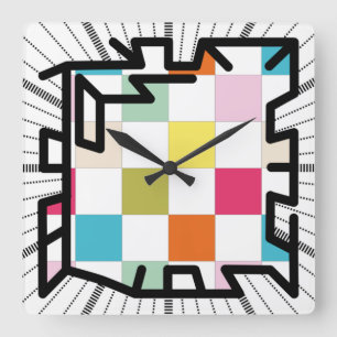 PIXELAT chained numbers by Masanser Square Wall Clock