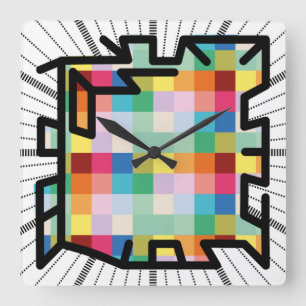 PIXELAT chained numbers by Masanser Square Wall Clock
