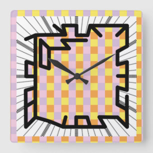 PIXELAT chained numbers by Masanser Square Wall Clock