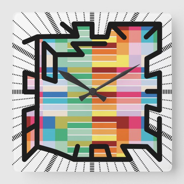 PIXELAT chained numbers by Masanser Square Wall Clock (Front)