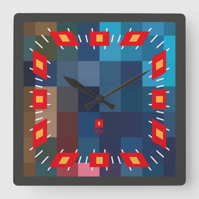 PIXELAT FIRST SERIES LEX by Masanser Square Wall Clock (Front)