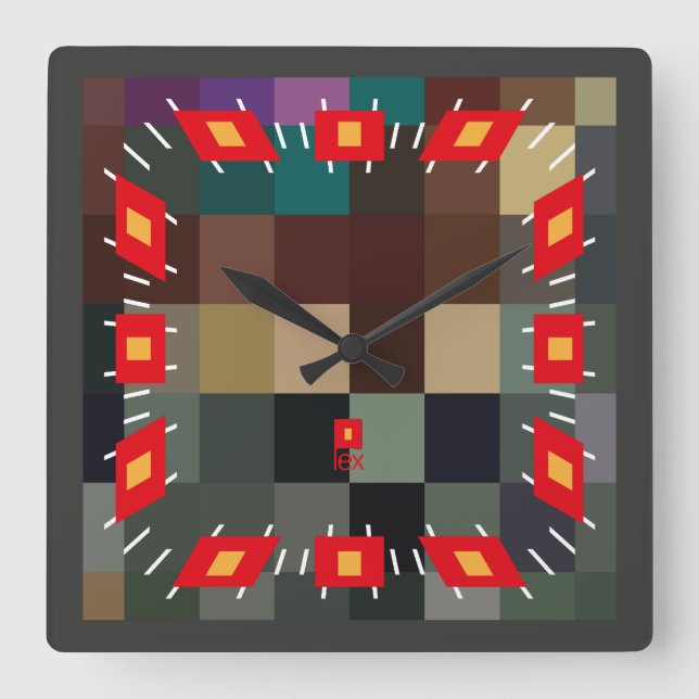 PIXELAT FIRST SERIES LEX by Masanser Square Wall Clock (Front)