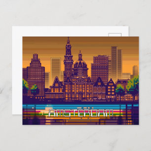 Pixelated 2D Game Art Amsterdam Postcard