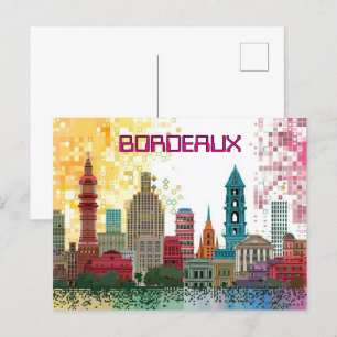 Pixelated 2D Game Art Bordeaux Postcard