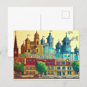 Pixelated 2D Game Art Bordeaux Postcard