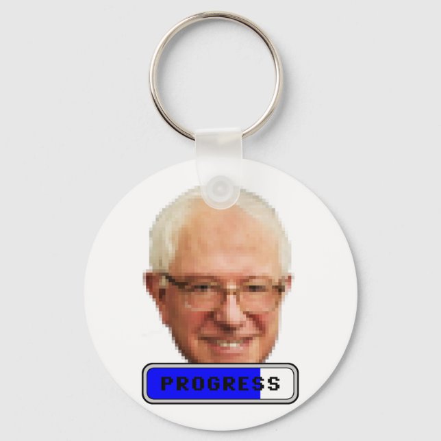 Pixelated Bernie Sanders - PROGRESS Key Ring (Front)