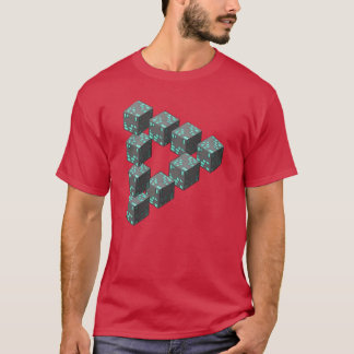 Pixelated Blocks Impossible Penrose Triangle Sheld T-Shirt