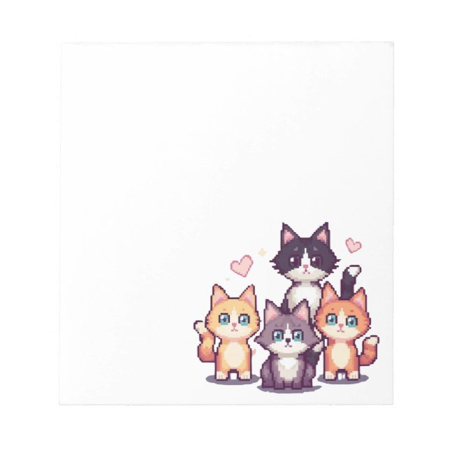 Pixelated Colorful Kitties  Notepad (Front)