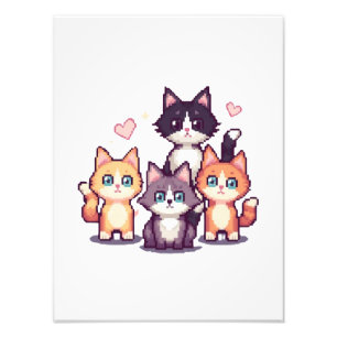 Pixelated Colorful Kitties  Photo Print