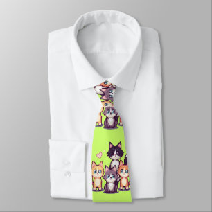 Pixelated Colorful Kitties  Tie