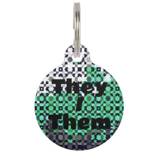Pixelated Customisable Pronoun Neutrois Pride Flag Pet Tag