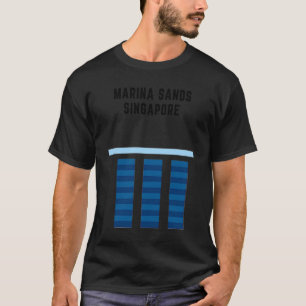 Pixelated design of the Marina Sands hotel in Sing T-Shirt